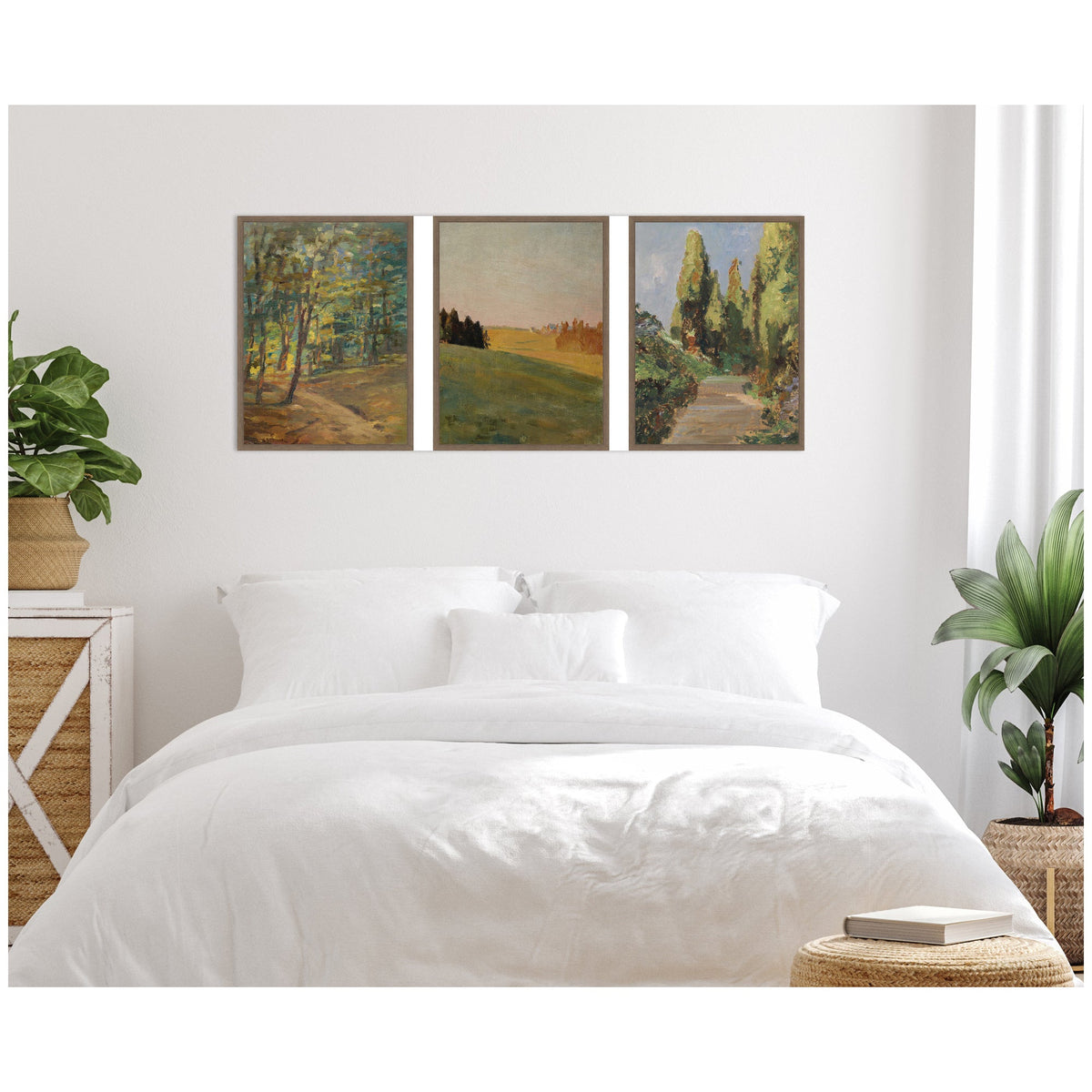 Forest Interior, Evening 1910, and Parklandschaft 3 Piece Framed Canvas Wall Art Set by Nostalgia Prints