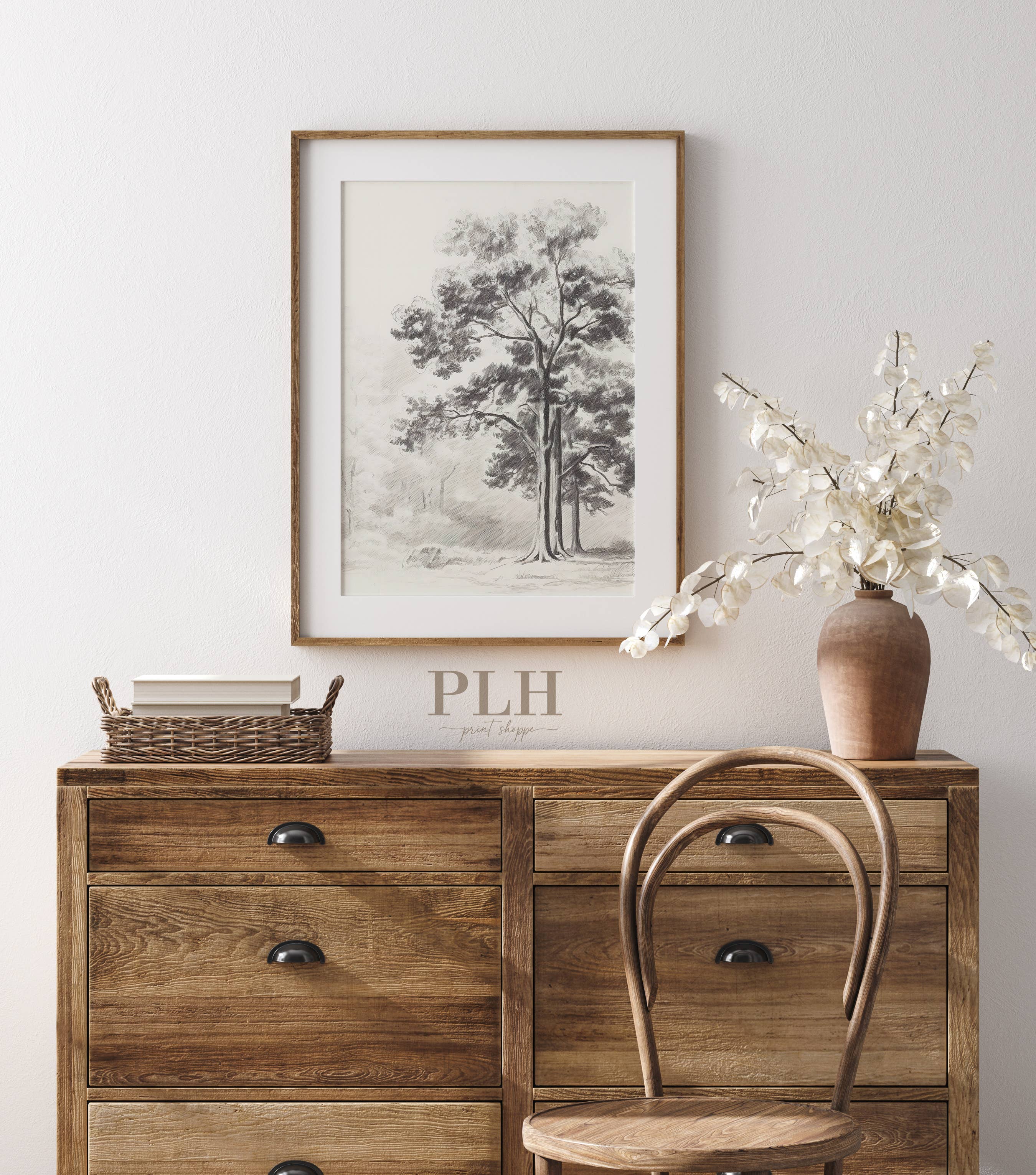 Tree Sketch Premium Quality Art Print: 5"x7" - Frame Option