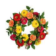 Zinnia Garden Wreath - 24 Inch