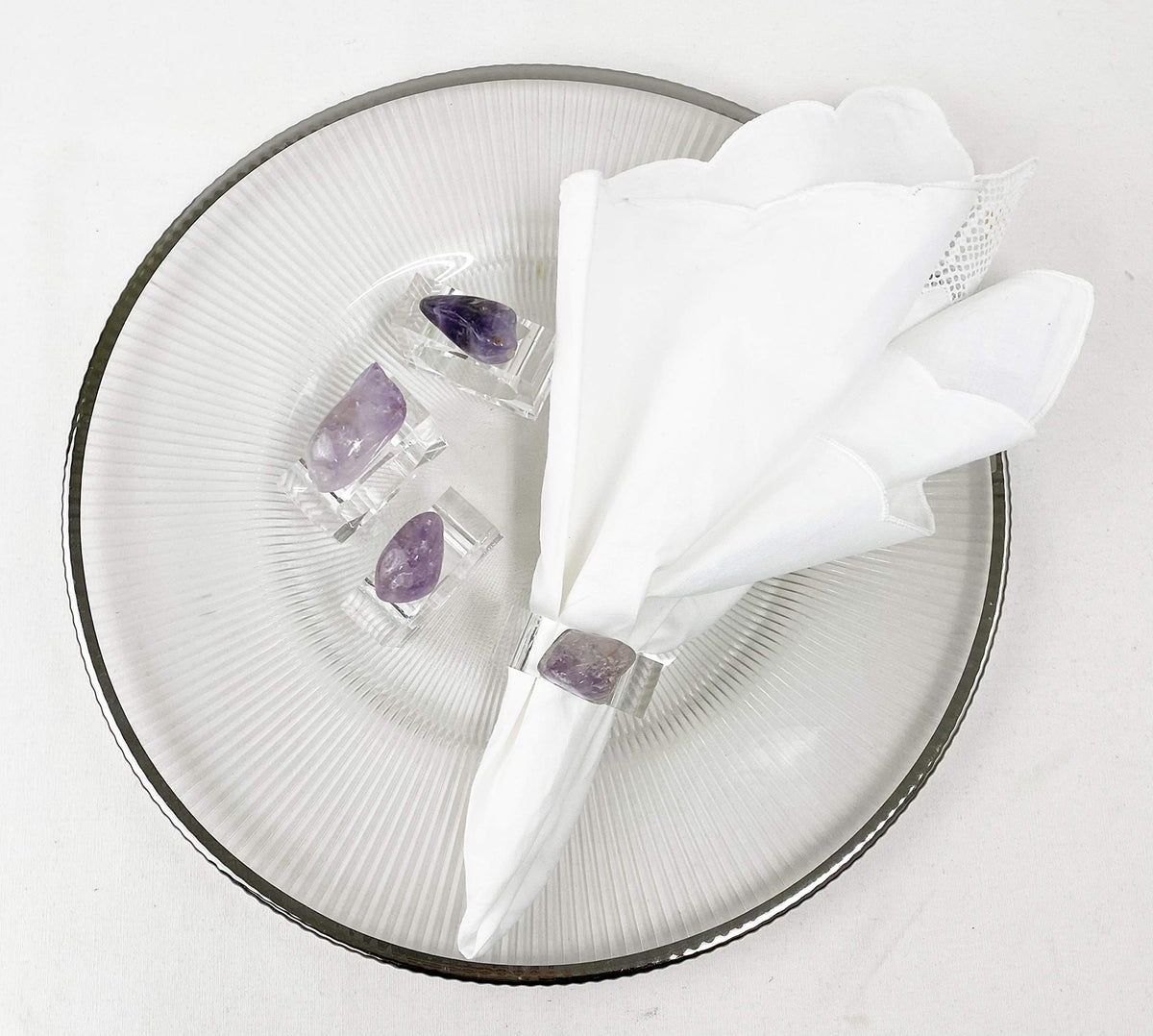 Fennco Styles Natural Stone Napkin Rings, Set of 4 - Natural Rock Napkin Holders for Home Décor, Dining Table, Banquet, Everyday Use and Special Occasion
