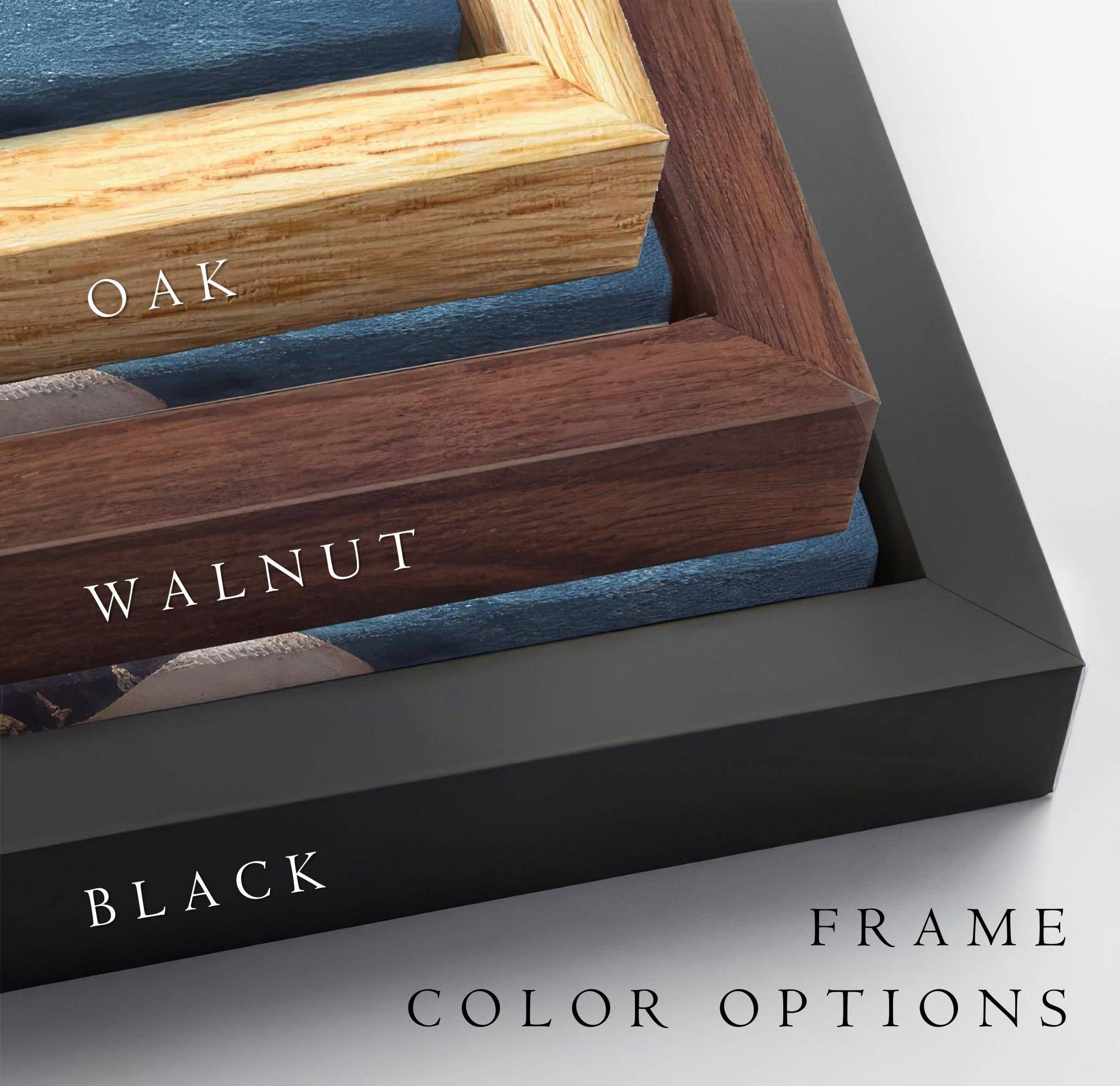 Wildflower Field Landscape Painting Framed Canvas Art 1: Walnut / 30 x 46 in