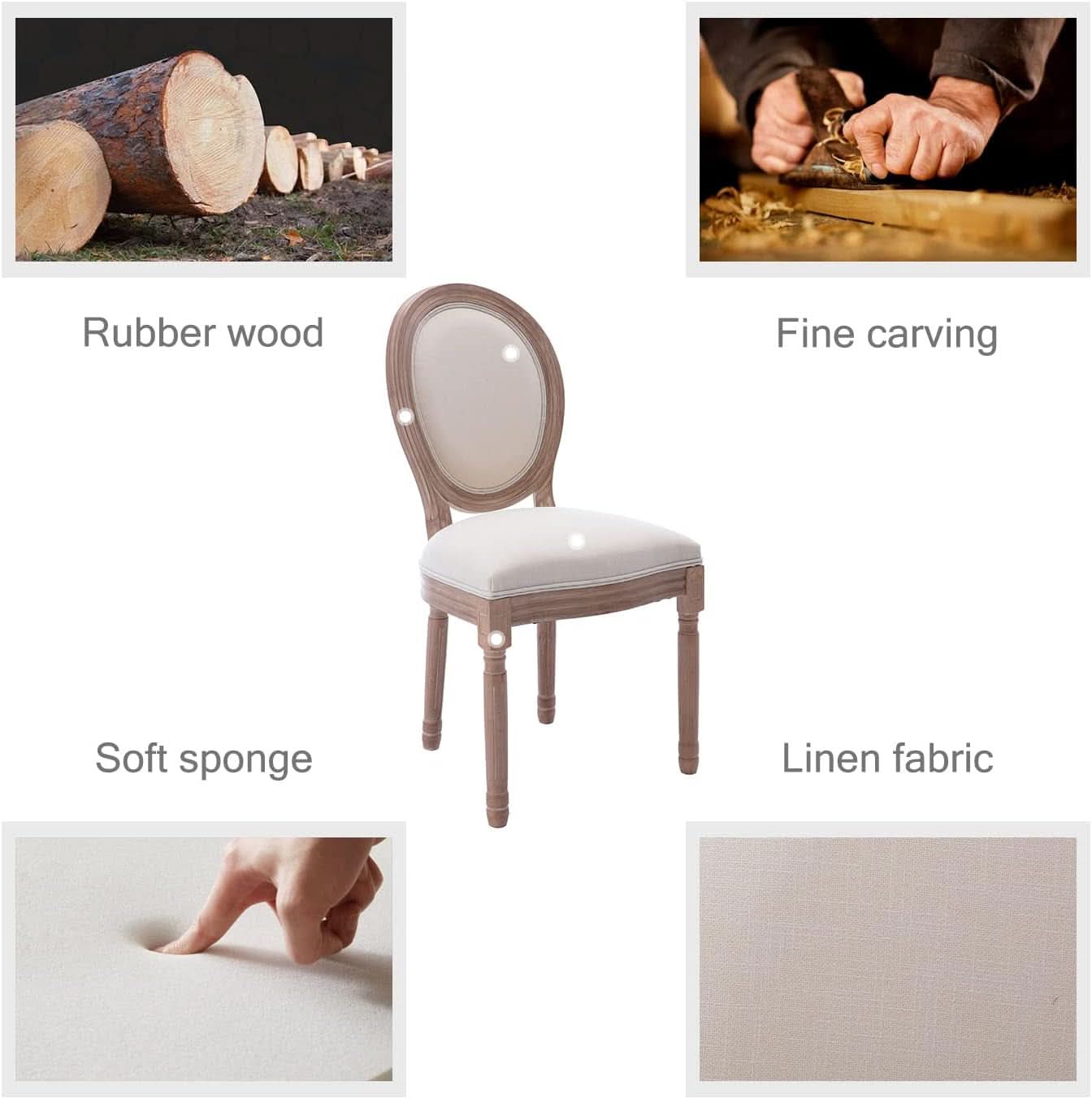 French Country Dining Chairs Beige Upholstered Set Of 6