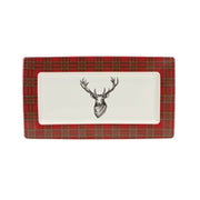 Plaid and Deer Platter 13.25"L x 7.5"W x .75"H Ceramic