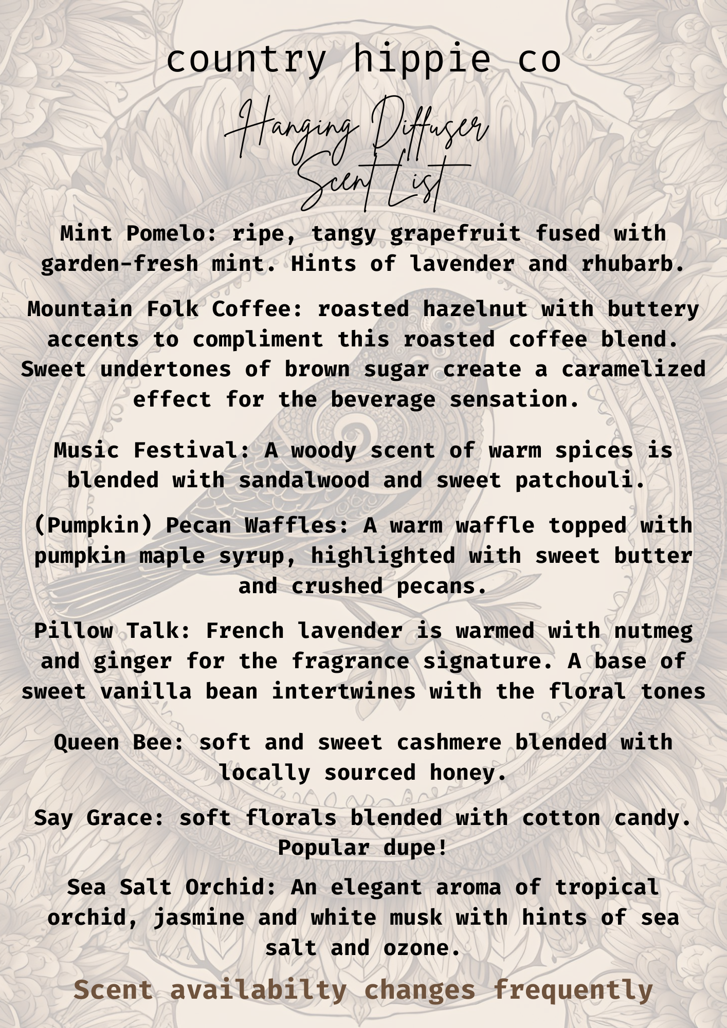 Hanging Car/Closet Fragrance Diffuser: Honky Tonk Nights