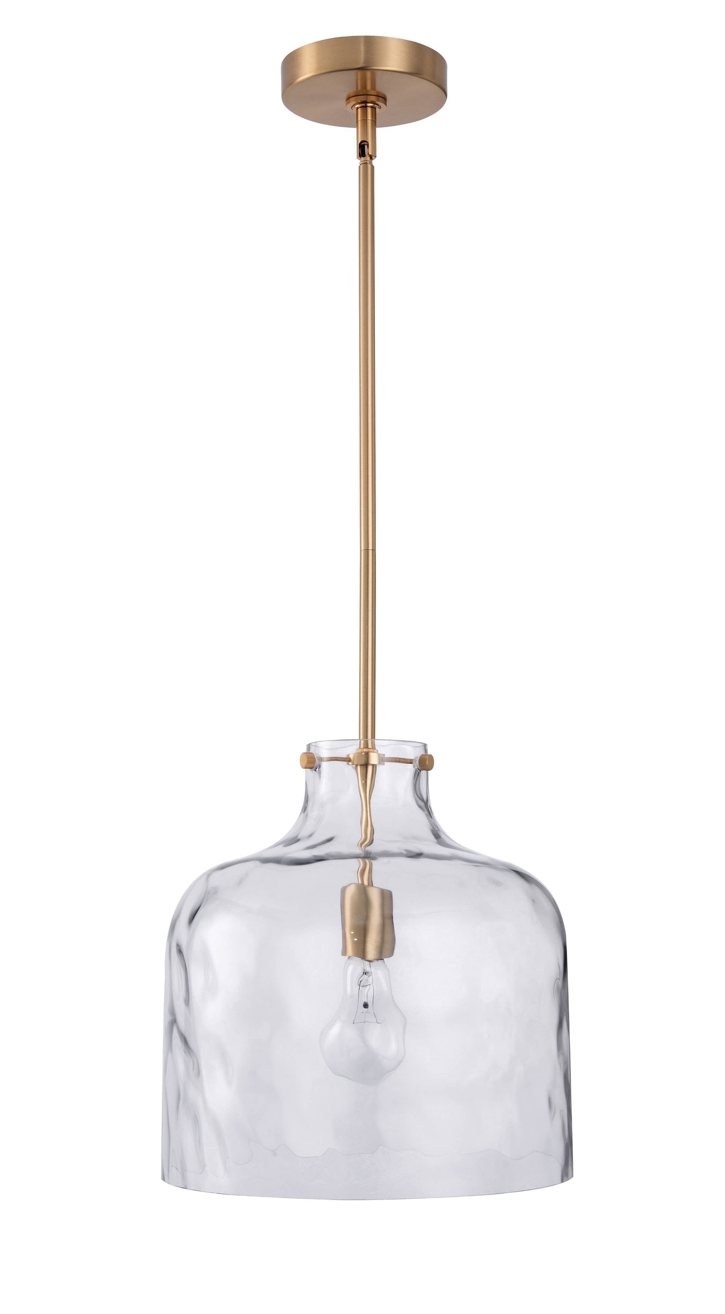Kara Farmhouse 1-Light Textured Glass Gold Pendant Light