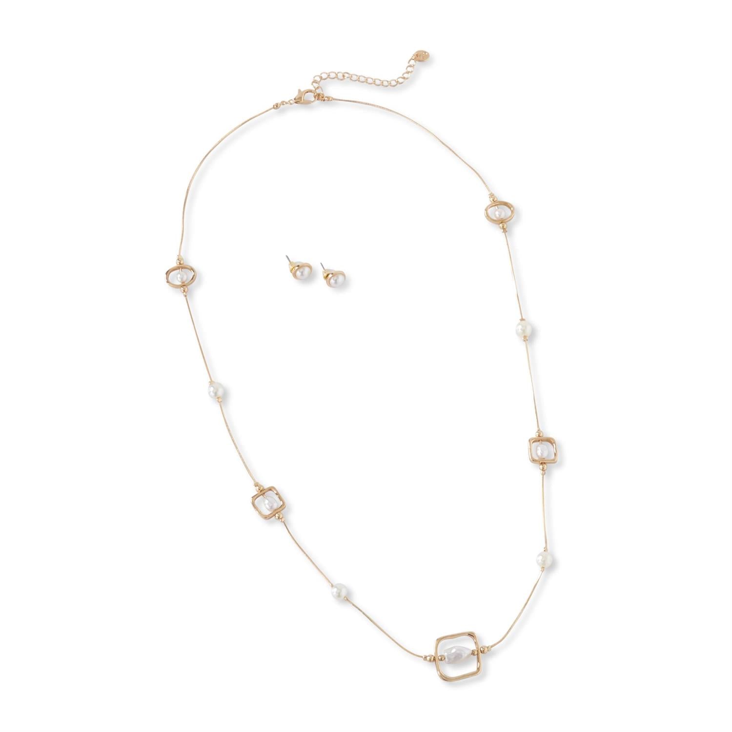 Snake Chain Pearl Necklace Sets (2 Colors)