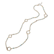 Green Amazon Stone w/Quatrefoil Charms Necklace