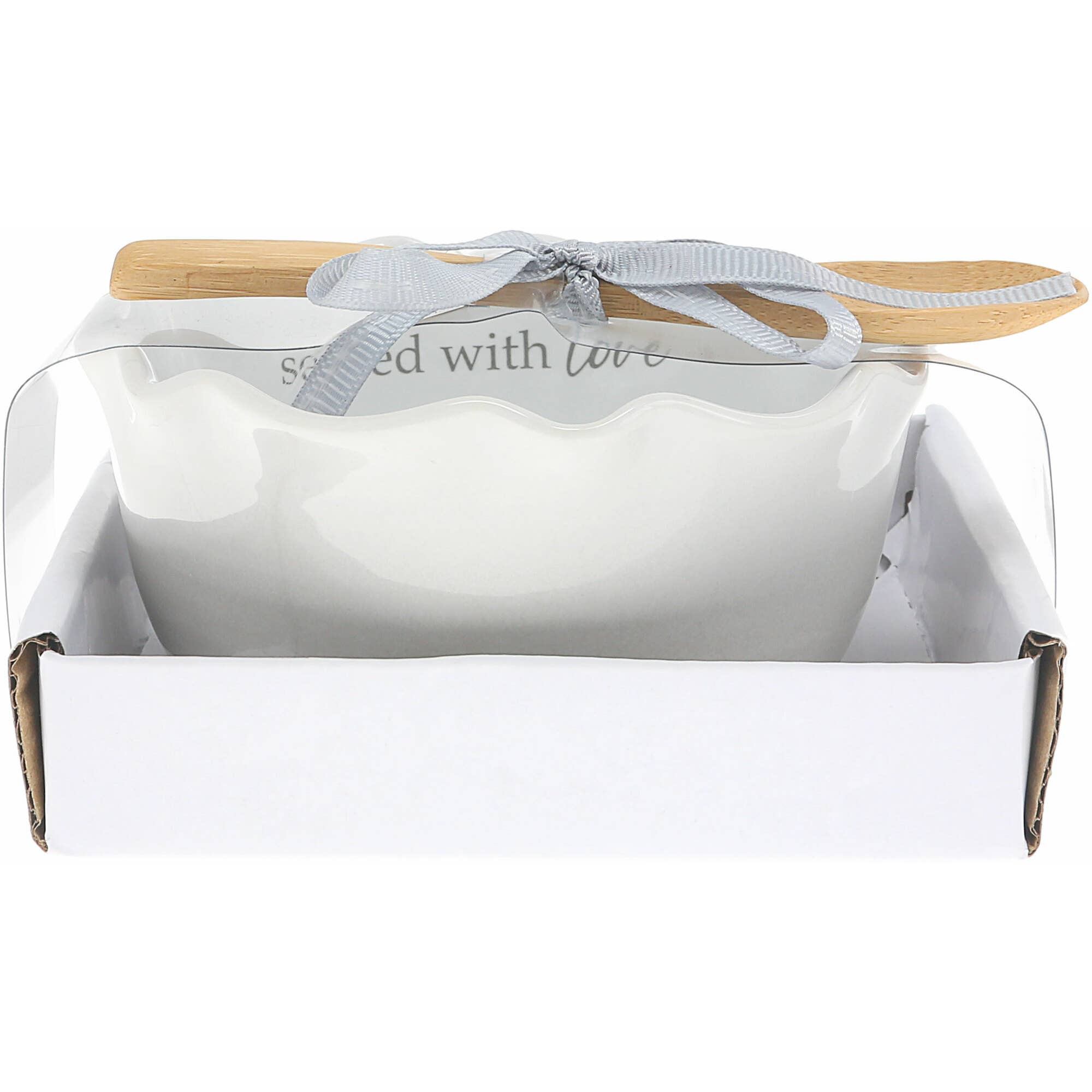 Love - 4.5" Ceramic Bowl with Bamboo Spoon