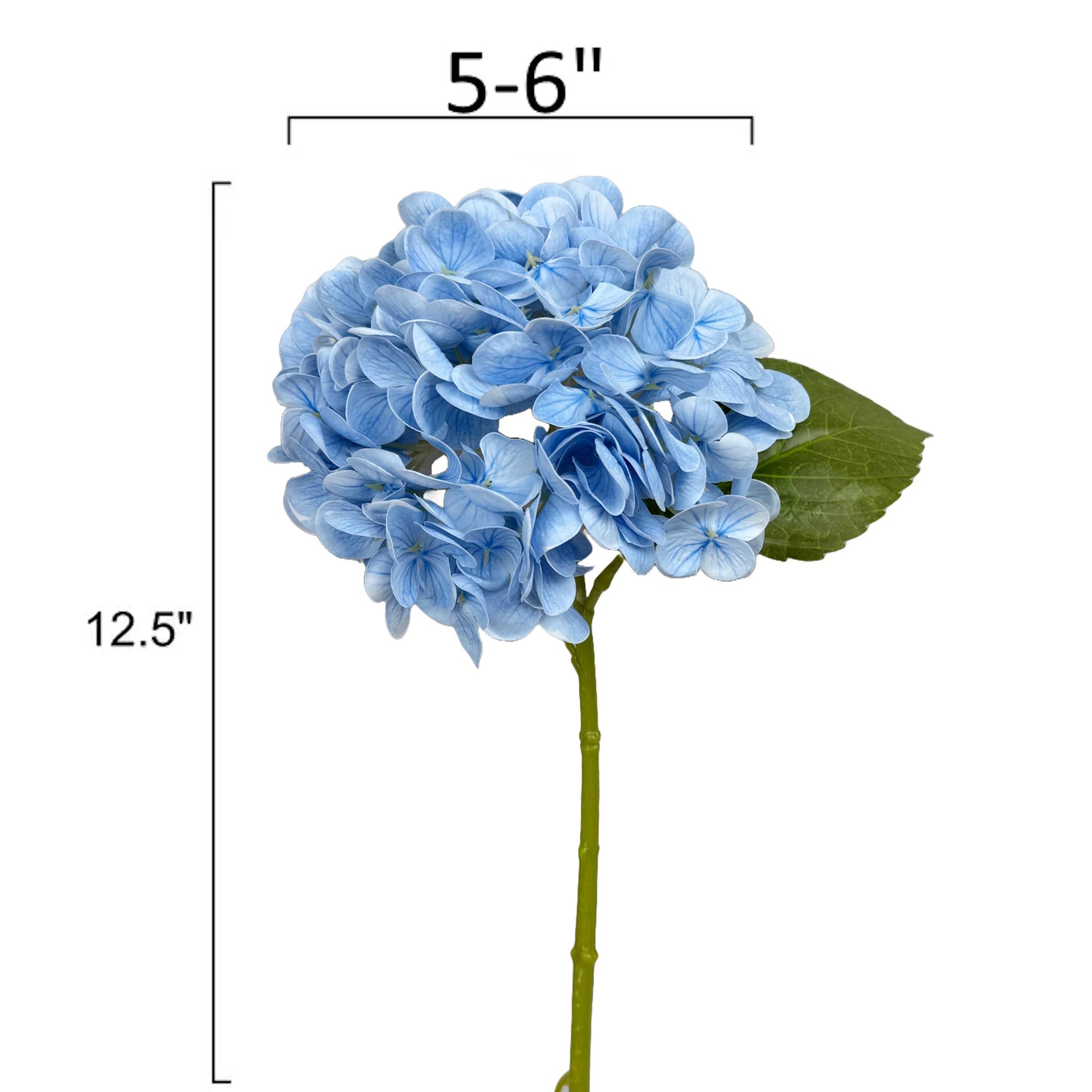 12.5"Real Touch lifelike Hydrangea-6”bloom: Pure White