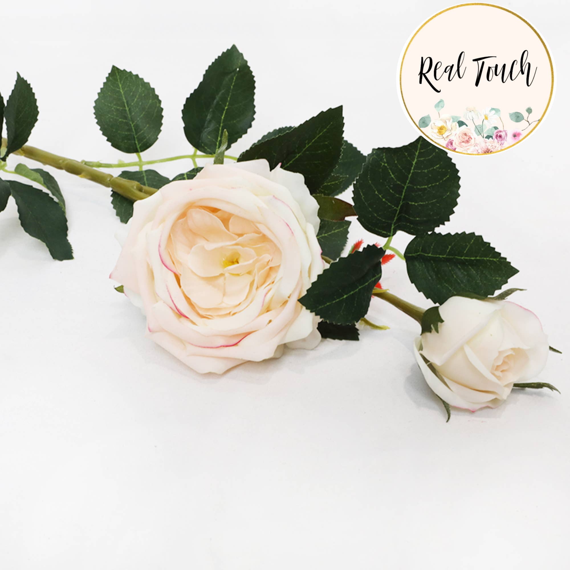 26.5"-real touch moisturized coating Cabbage Faux Rose spray: Ivory