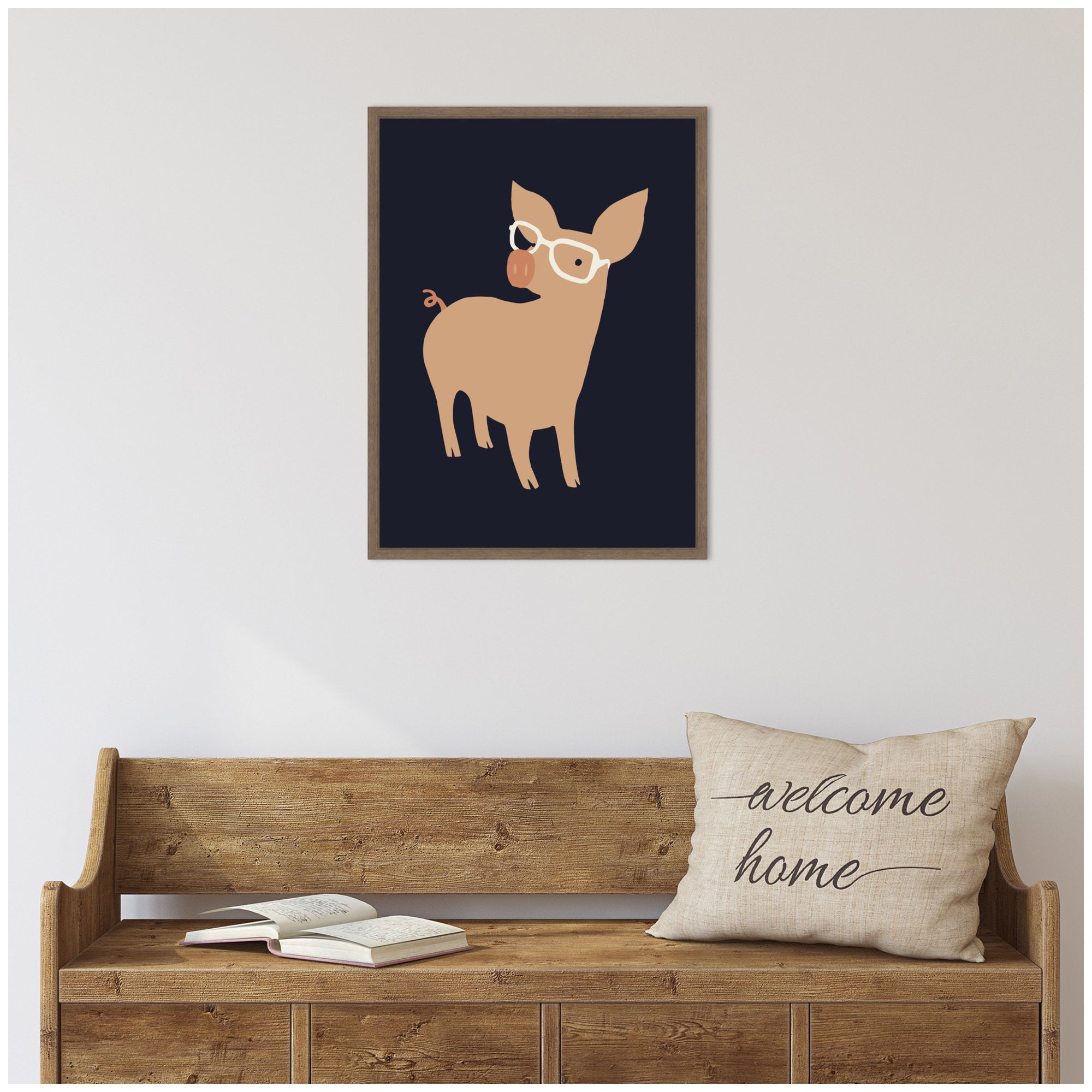 Sylvie Farm Pig Framed Canvas by Hannah Beisang