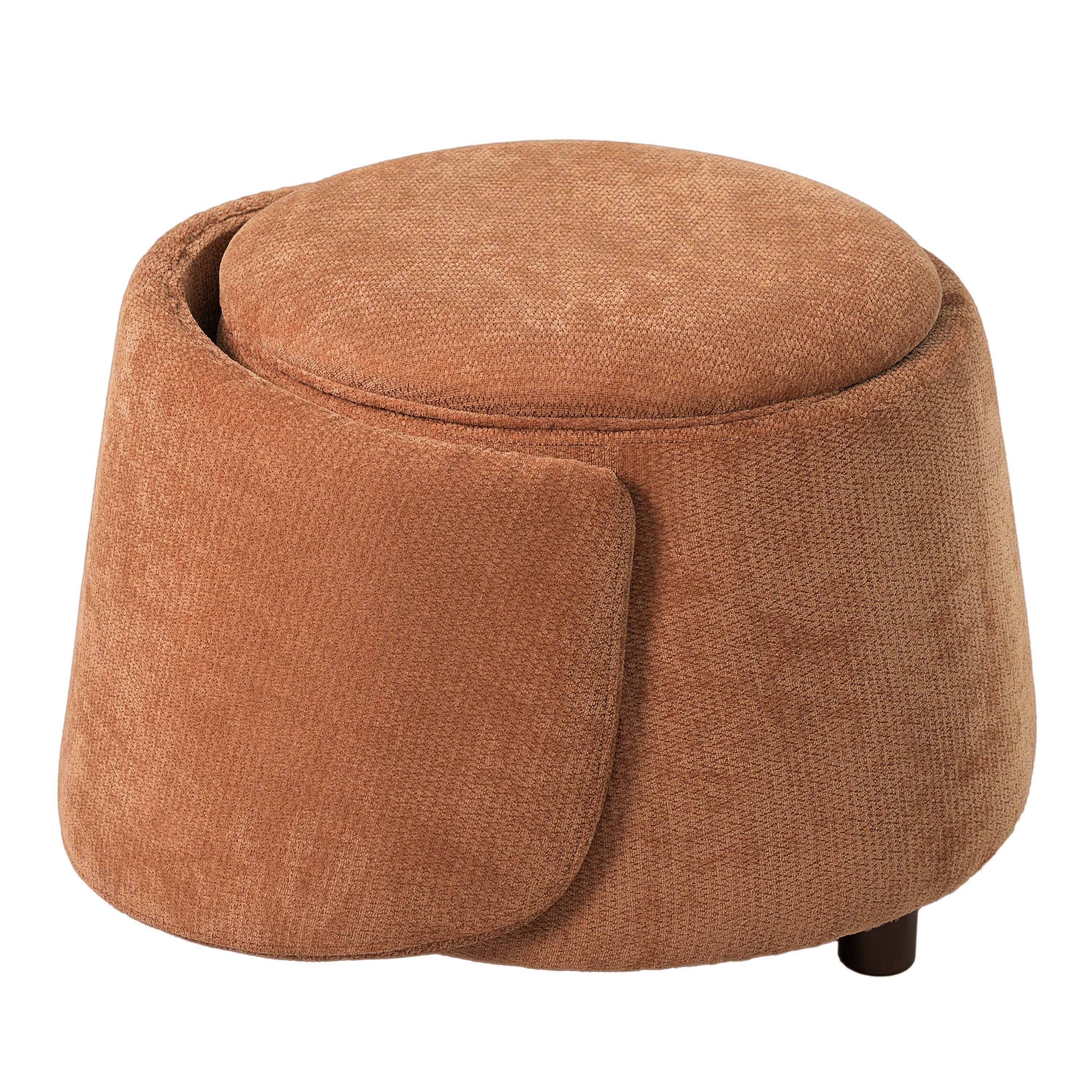 Orange Pet Friendly Chair with Hidden Pet Nook, Convertible Stool, and Storage Seat