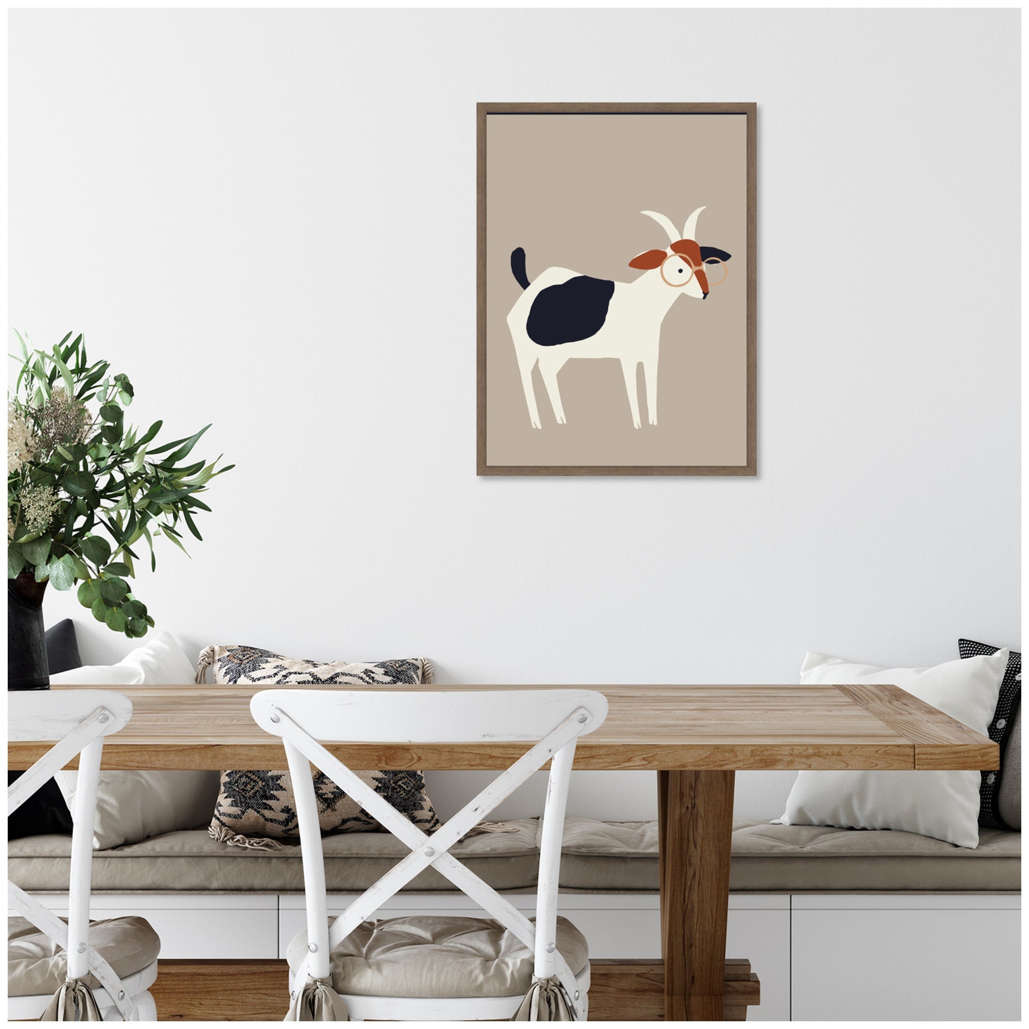 Sylvie Farm Goat Framed Canvas by Hannah Beisang