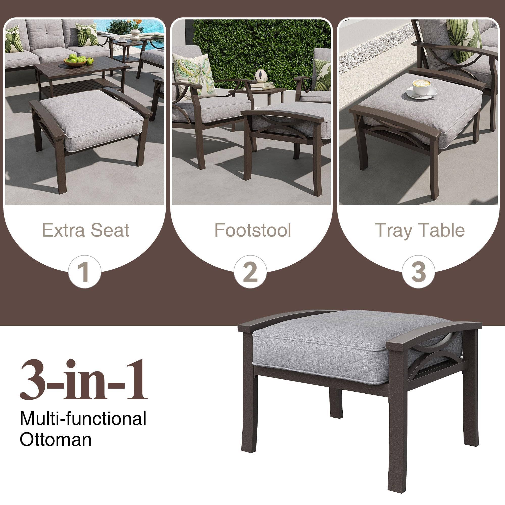 2 Pieces Outdoor Single Sofa, Patio Metal Armchair: Black
