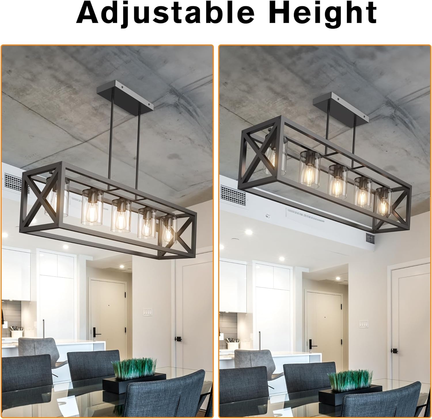 Farmhouse 5 Light Metal Linear Chandelier