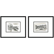 Vintage Postcard Florence & Venice 2 Piece Framed Wall Art Print Set by Teju Reval