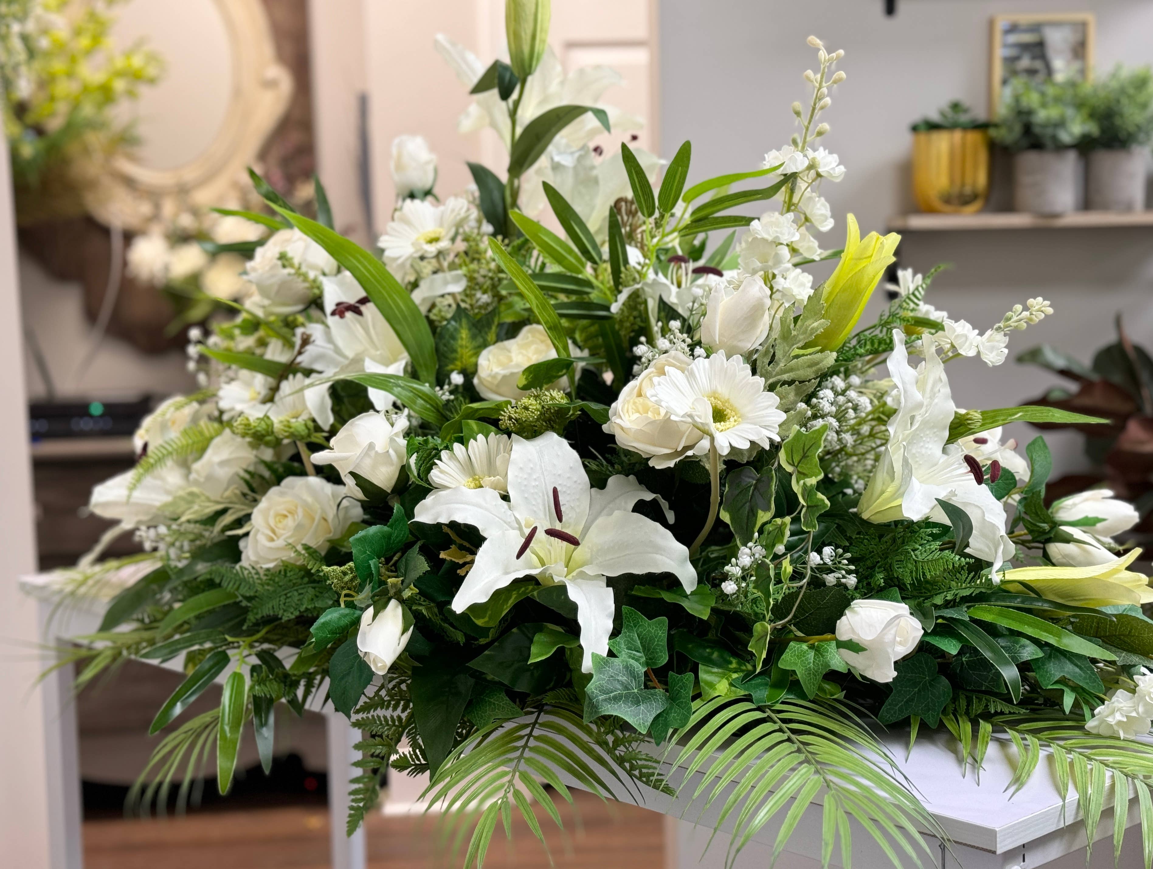 15" Real Touch Artificial Lily Stem – | PVC Material: White