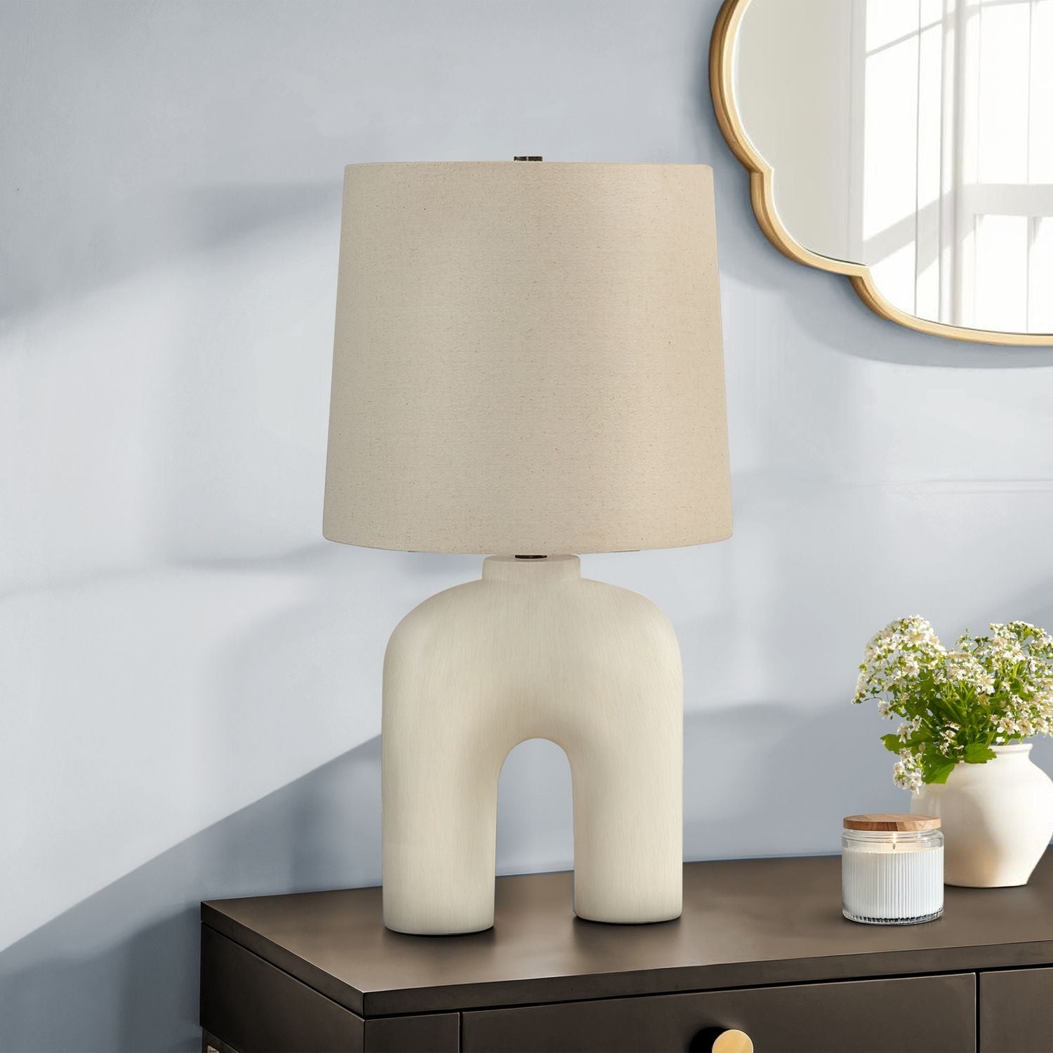 Lighting, Table Lamp, Resin, Modern - Cream