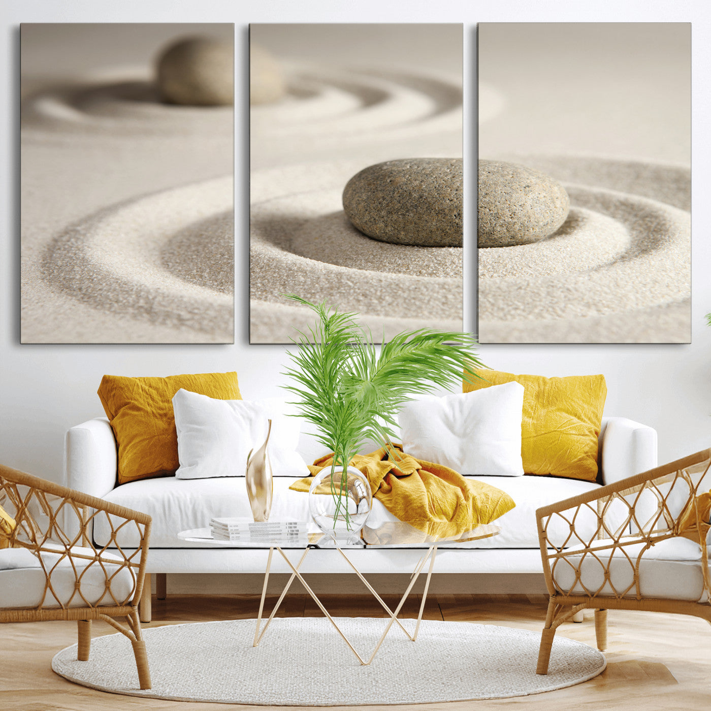 Zen Garden Stone Sand Canvas | Japanese Rock Garden Wall Art