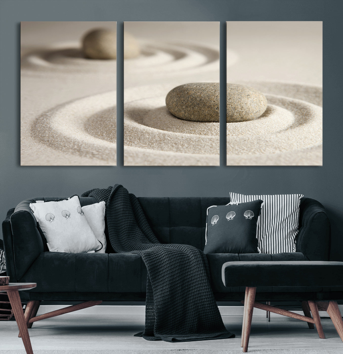 Zen Garden Stone Sand Canvas | Japanese Rock Garden Wall Art