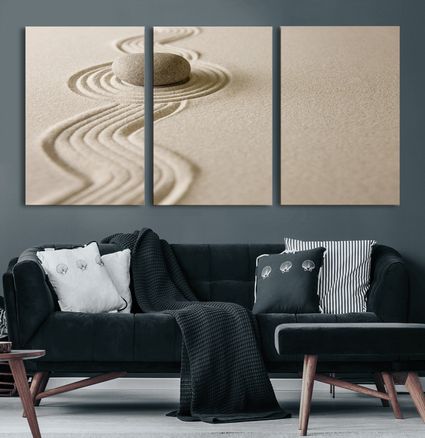 Zen Garden Stone Sand Canvas | Japanese Rock Garden Wall Art