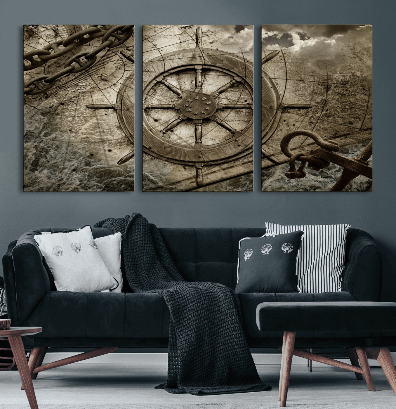 Wooden Ship Wheel Canvas Print, Multi Panel Canvas Wall Art