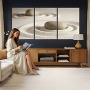 Zen Garden Stone Sand Canvas | Japanese Rock Garden Wall Art