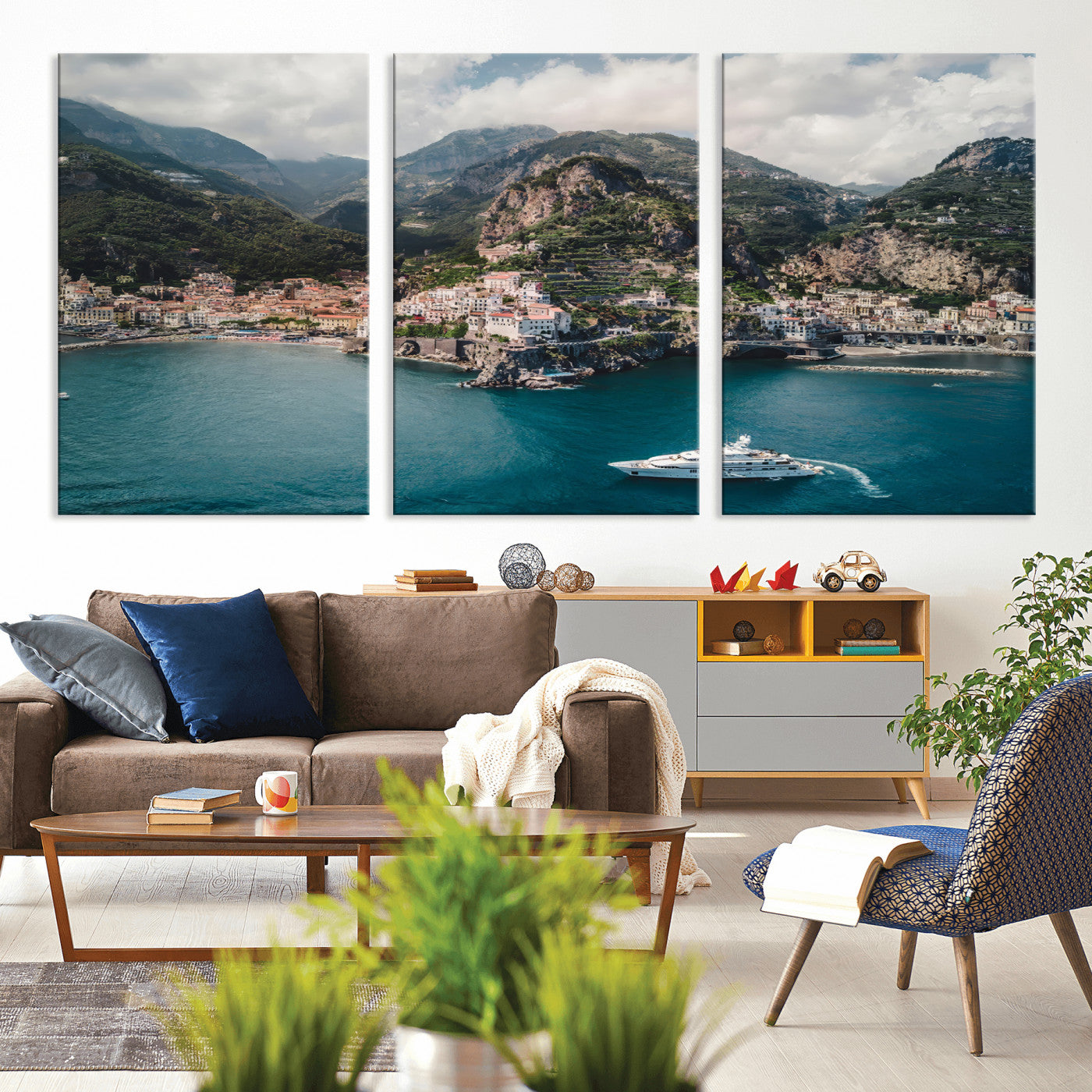 Amalfi Coast Wall Art – Framed Italian Seaside Canvas