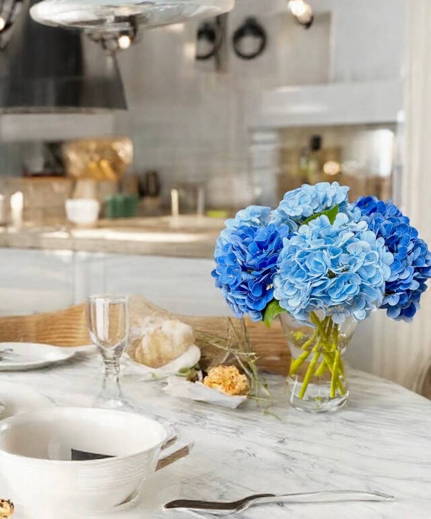 12.5"Real Touch lifelike Hydrangea-6”bloom: Pure White