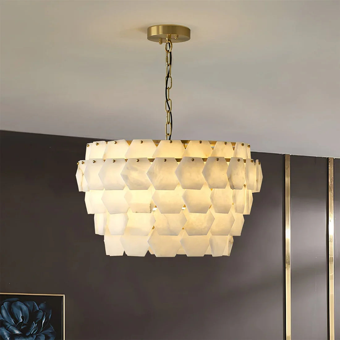 Alabaster Geometric Cloud Chandelier