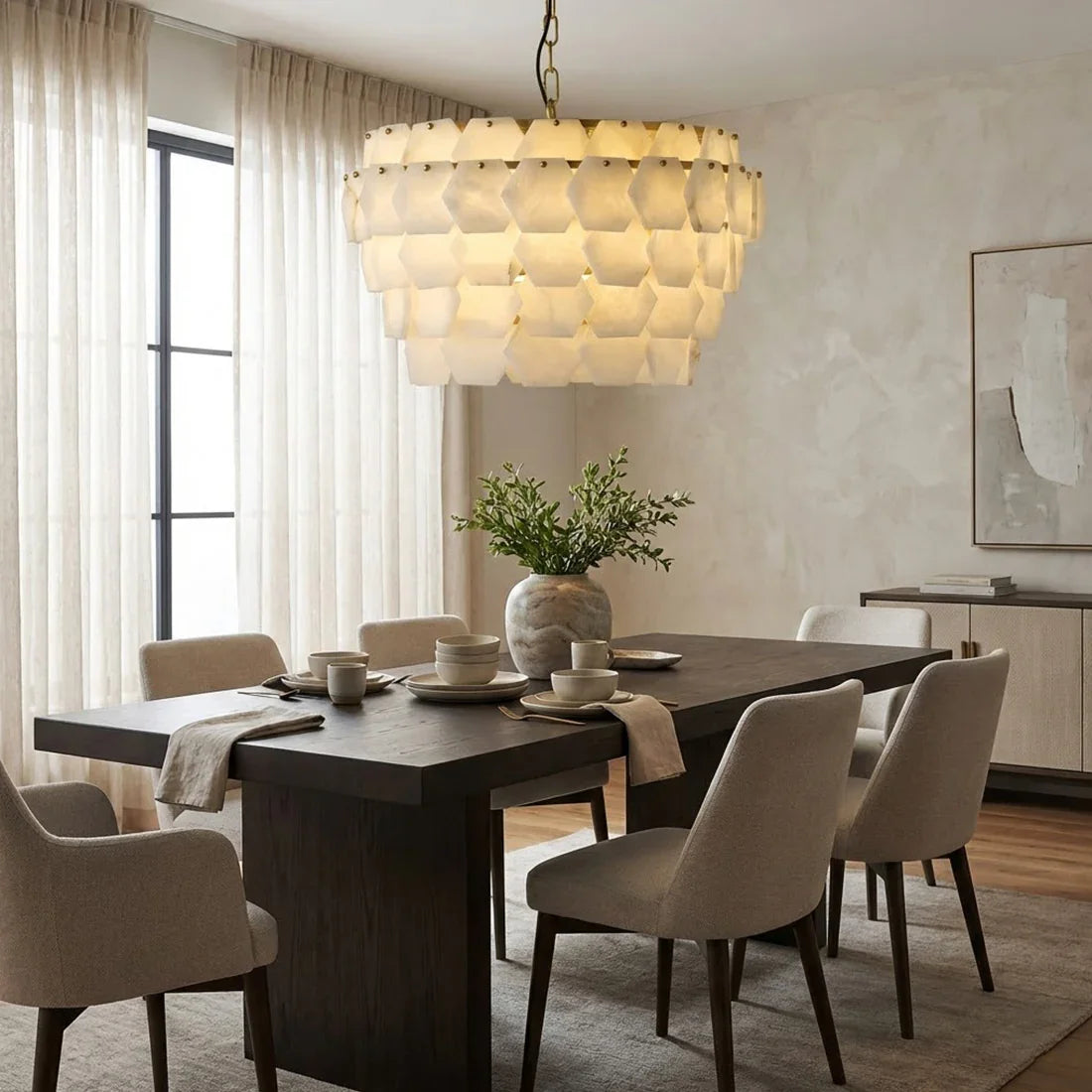 Alabaster Geometric Cloud Chandelier