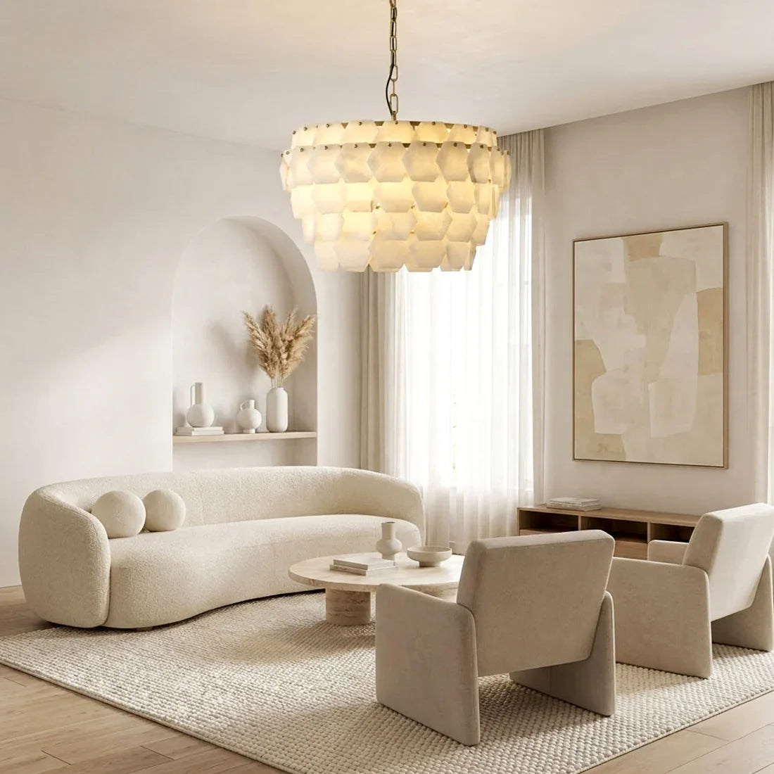 Alabaster Geometric Cloud Chandelier