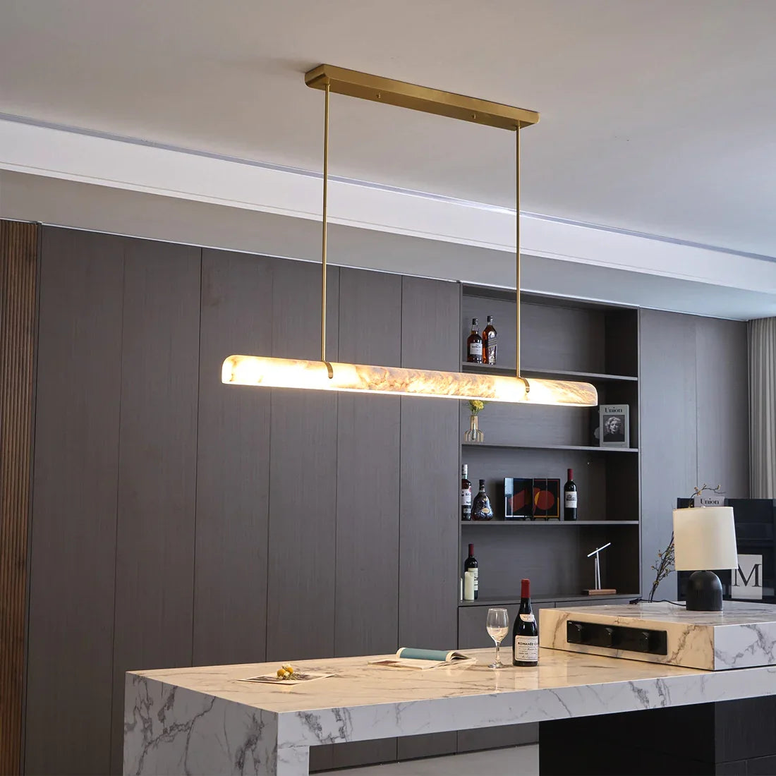 Alabaster Linear Tube Chandelier