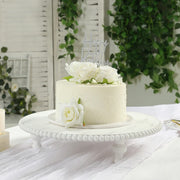 16" White Rustic Wooden Cake Stand