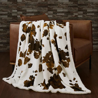 Elsa Cowhide Campfire Sherpa Throw Set - 3 pc