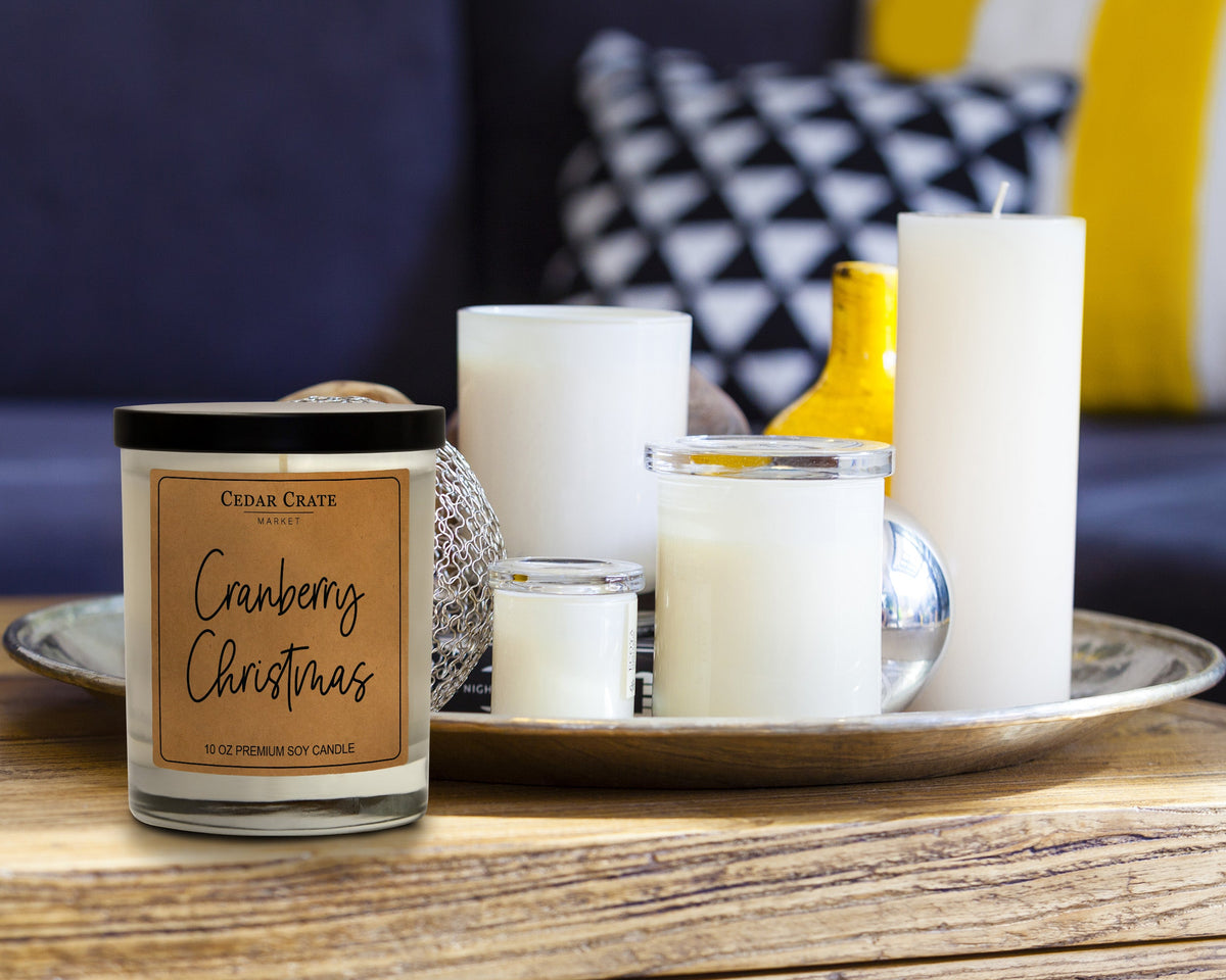 Holiday Candles - Cranberry Christmas Tart Red Berry Kraft