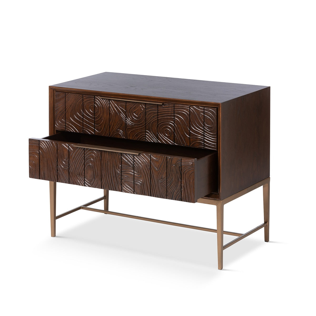 Addison Faux Bois 2-Drawer Chest | Walnut Rustic Storage Accent