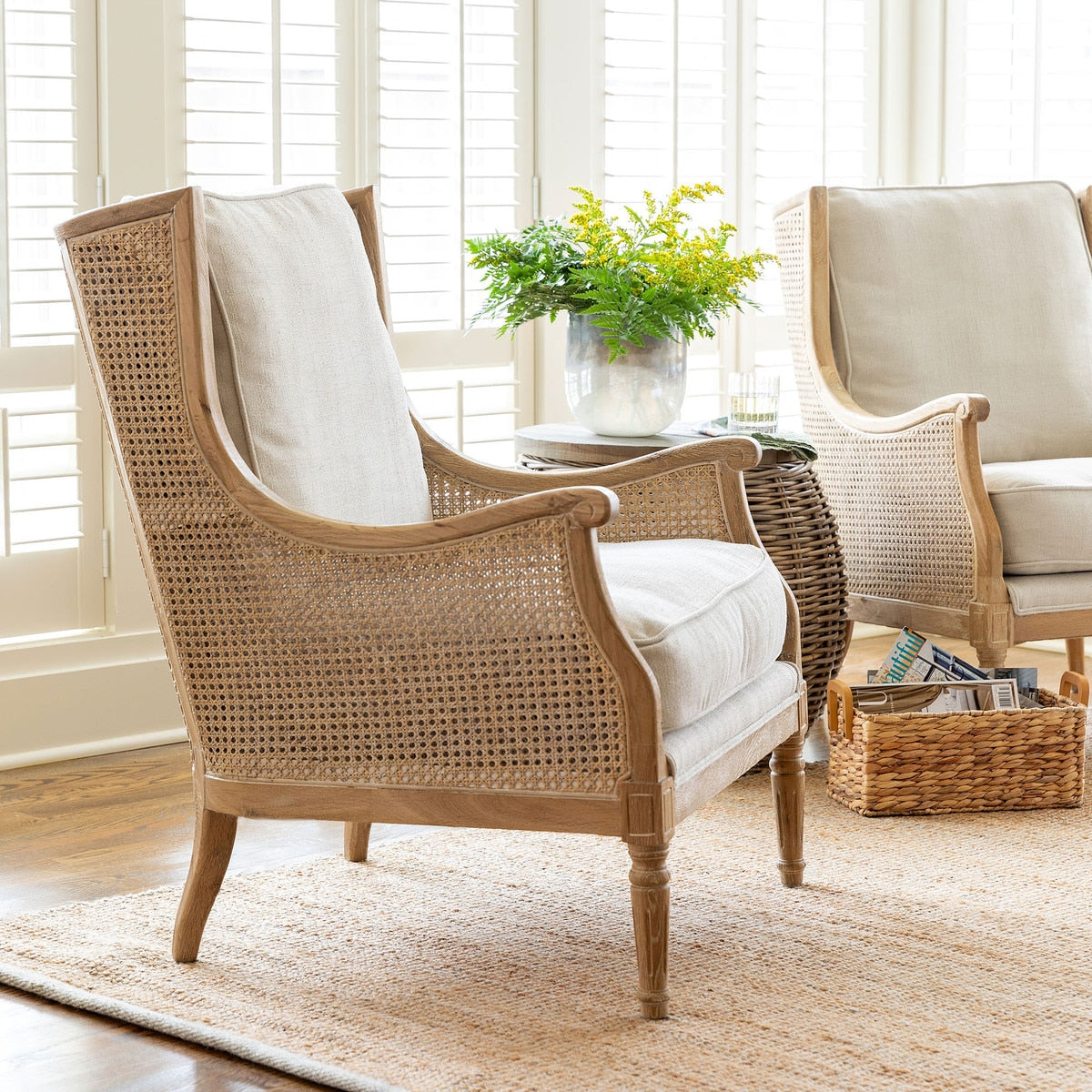 Monica Cane Back Wing Chair | Elegant Vintage-Inspired Seating