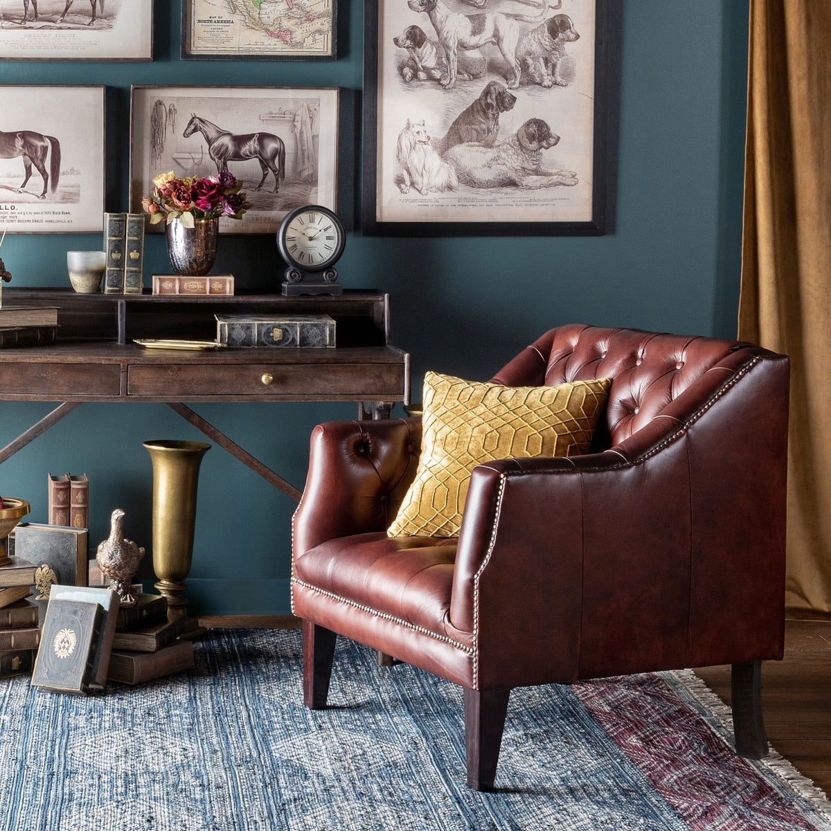 Mahogany Leather Library Chair | Luxurious Classic Seating