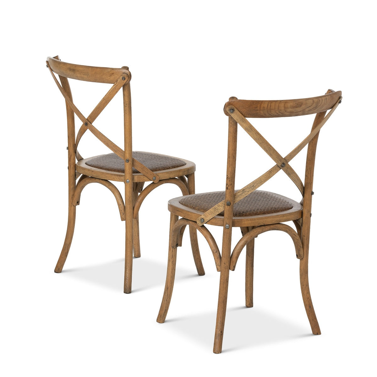 Wooden Cross Back Chair Pair | Rustic Farmhouse Seating