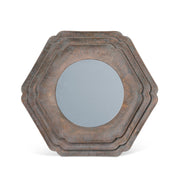 Round Hex Layered Mirror | Bronze Modern Wall Accent