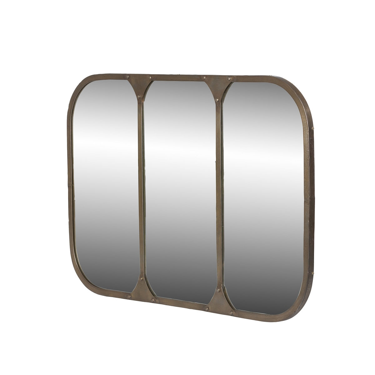 Station Iron Brass Frame Mirror | Modern Brass Wall Accent