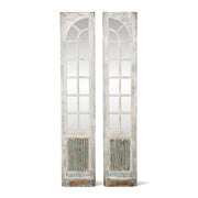 Mirrored Sidelights Set of 2 | Antique White & Blue Wall Accent
