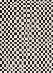 Lajos Black & White Checkered Plush Rug