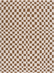 Lajos Brown Checkered Shag Rug - Clearance