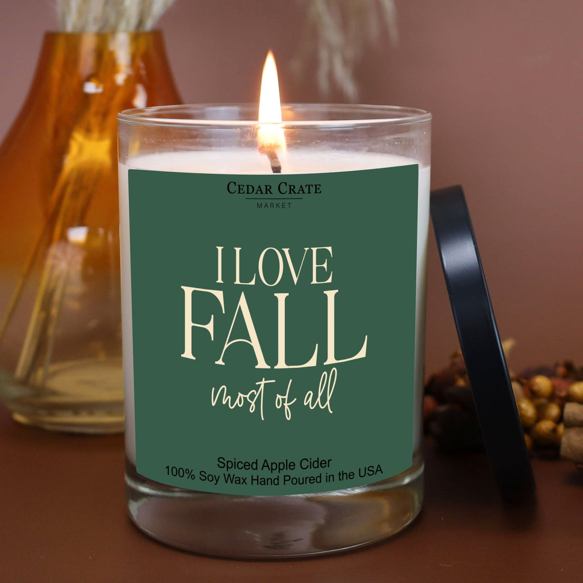 Fall Candle - I Love Fall Most Of All - Autumn Home Decor
