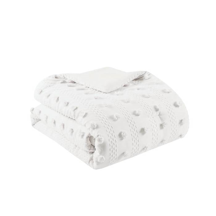 King/Cal King 3-Piece Ivory Pompom Microfiber Comforter Set