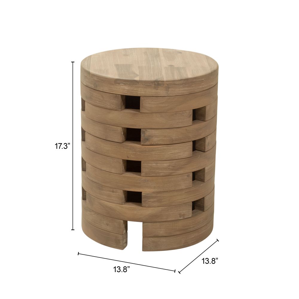 Mado Natural Wooden Round Side Table