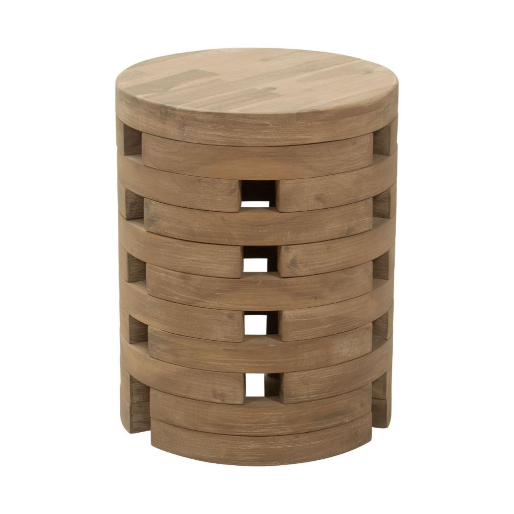 Mado Natural Wooden Round Side Table