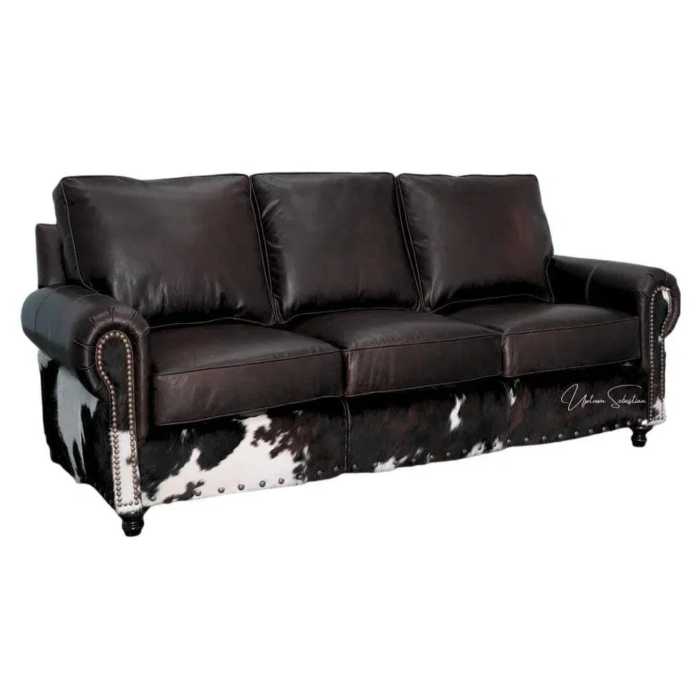 Marshal Two Tone Dark Brown Leather Sofa